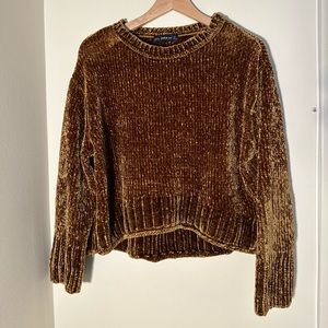 Zara Mustard Chenille Cropped Sweater
